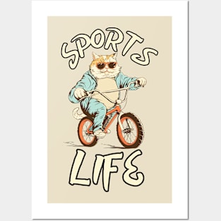 Sports Life - Fat Cat Riding a Bike Posters and Art